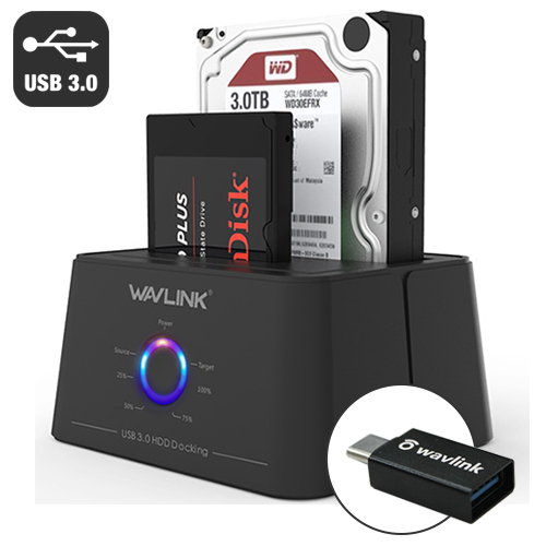 Docking Station Duplo 2.5" & 3,5", Clona HDD & SSD, USB 3.0 e USB C, WL-ST334UA
